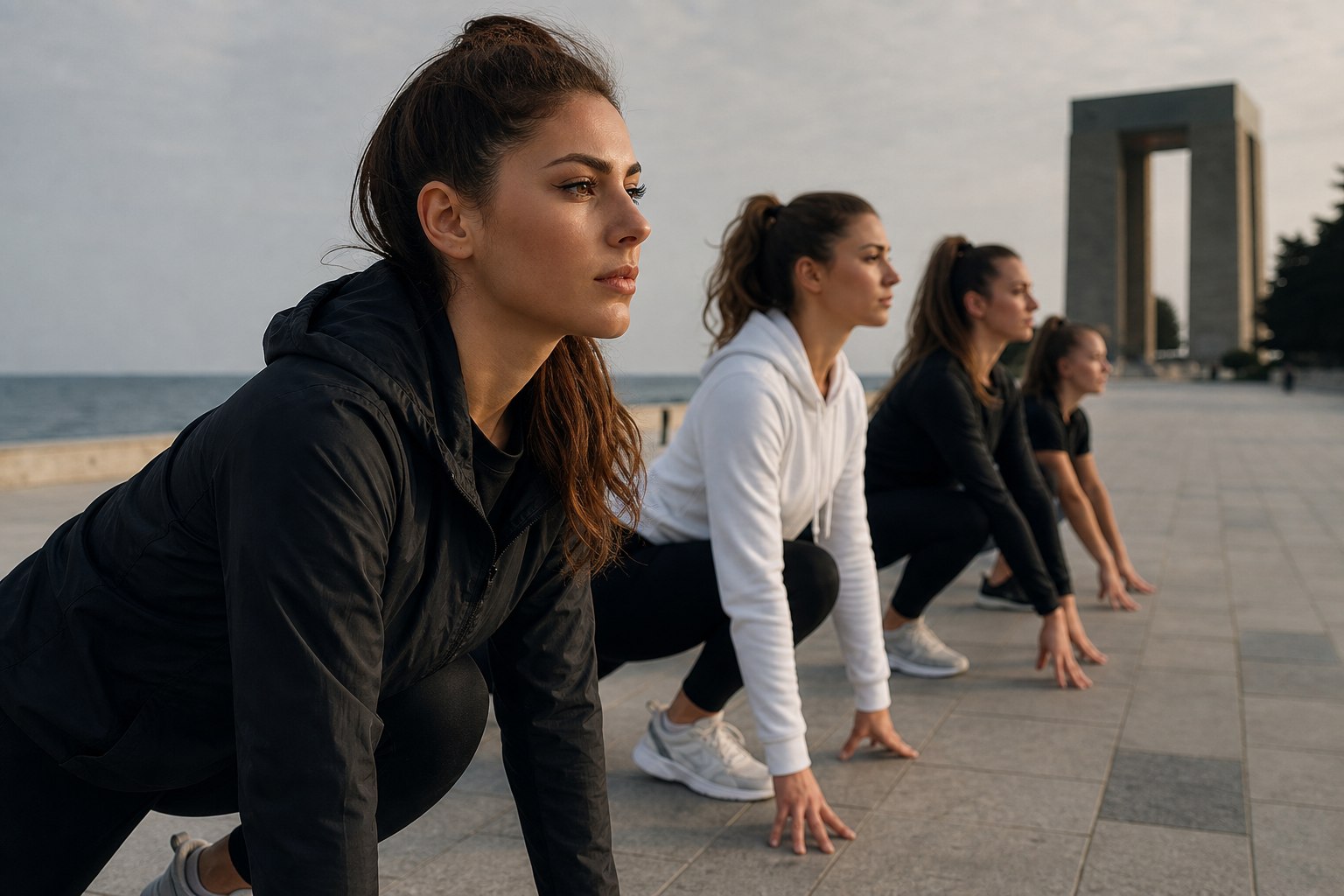 Çanakkale kız spor makyaj ile spor yapan motivasyonlu kadınlar