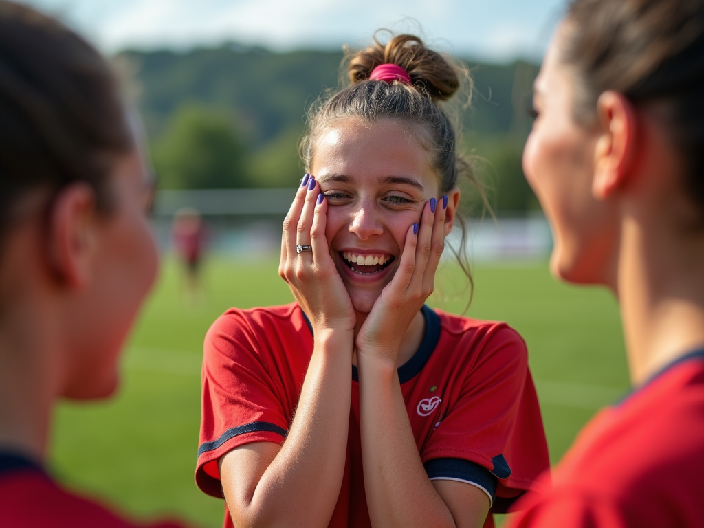 Futbol maçı öncesi makyajını düzelten sporcu kız