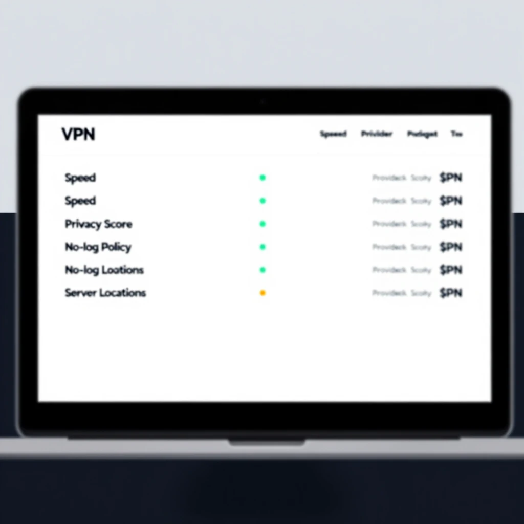 VPN özelliklerini karşılaştıran modern dashboard tablosu