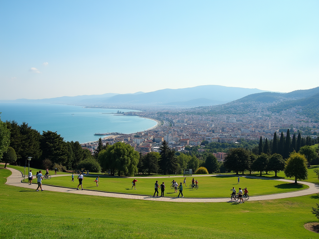 Çanakkale'de açık havada spor yapan insanlar