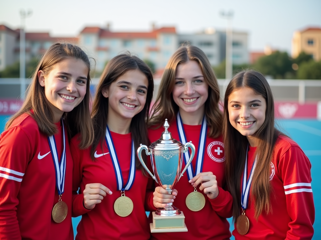Çanakkale'de madalya kazanan genç kızlar