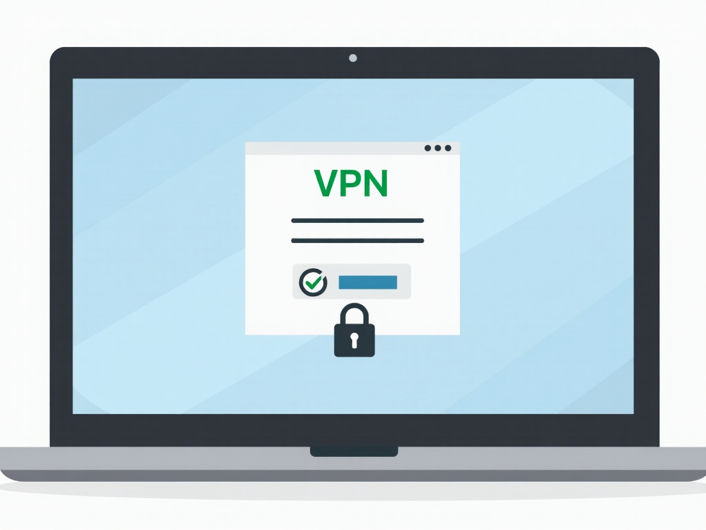 Bir dizüstü bilgisayar ekranında güvenli bir kilit simgesi ile VPN bağlantısının kurulduğunu gösteren görüntü.