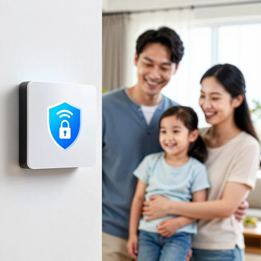 Akıllı ev cihazları ile güvenli Wi-Fi kullanan aile
