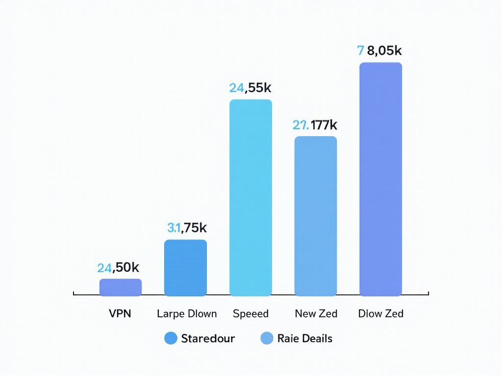 Farklı VPN hizmetlerinin hızlarını karşılaştıran grafik