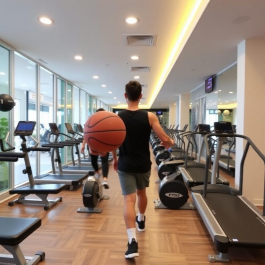 Çanakkale’de bir genç kız, spor salonunun aynasında makyaj yapıyor.