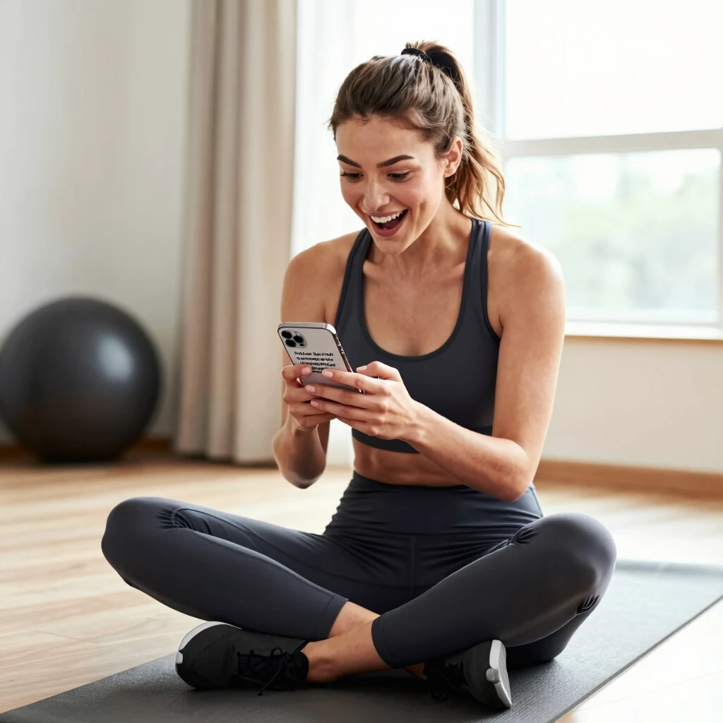 Sosyal medyada spor motivasyonu bulan genç bir kadın