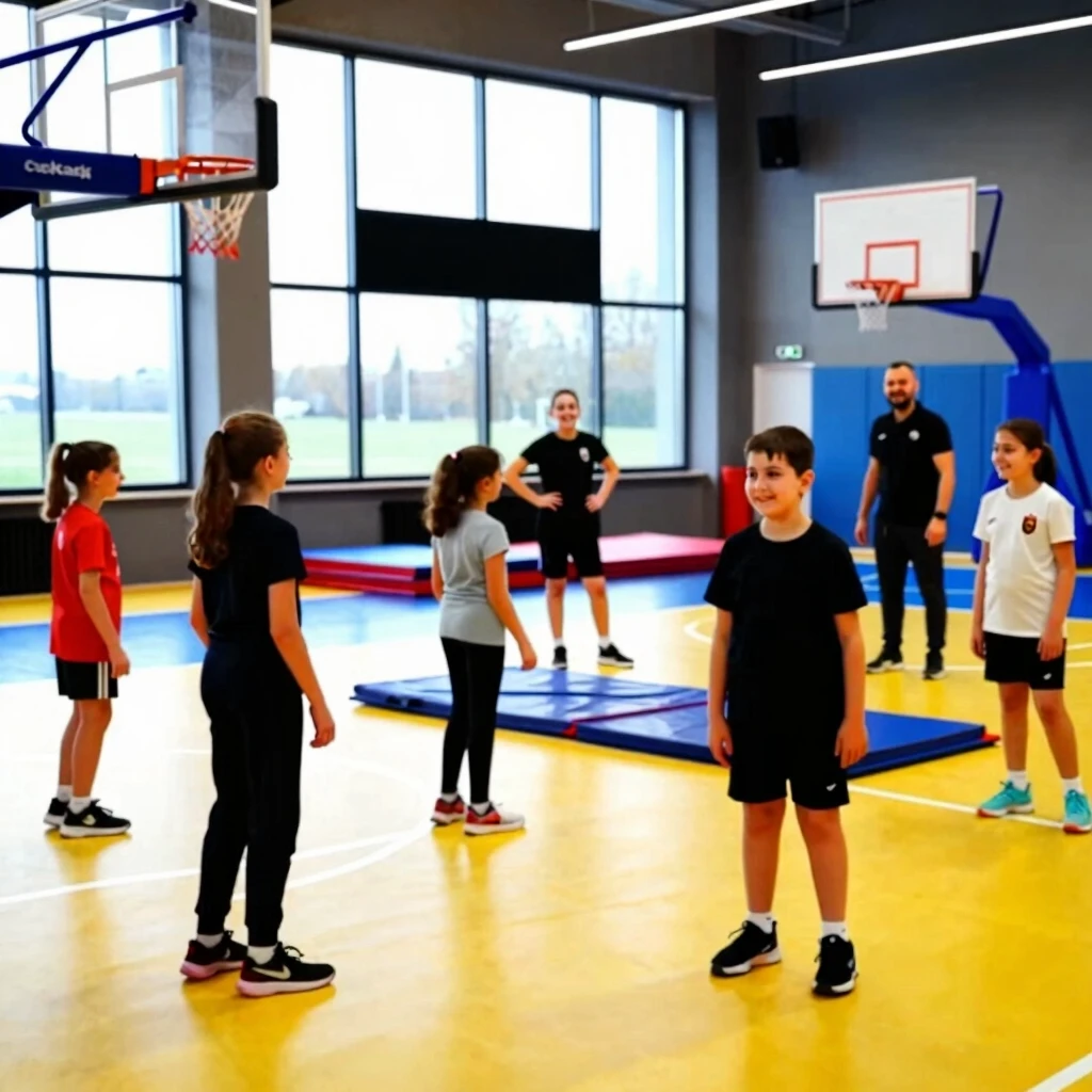 Çanakkale'deki spor salonunda aktiviteli çocuklar