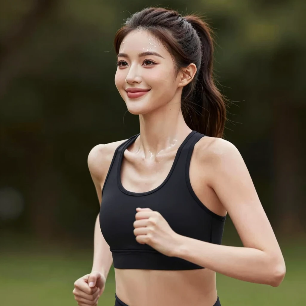 Fitness yaparken hafif makyajlı güzel bir kadın