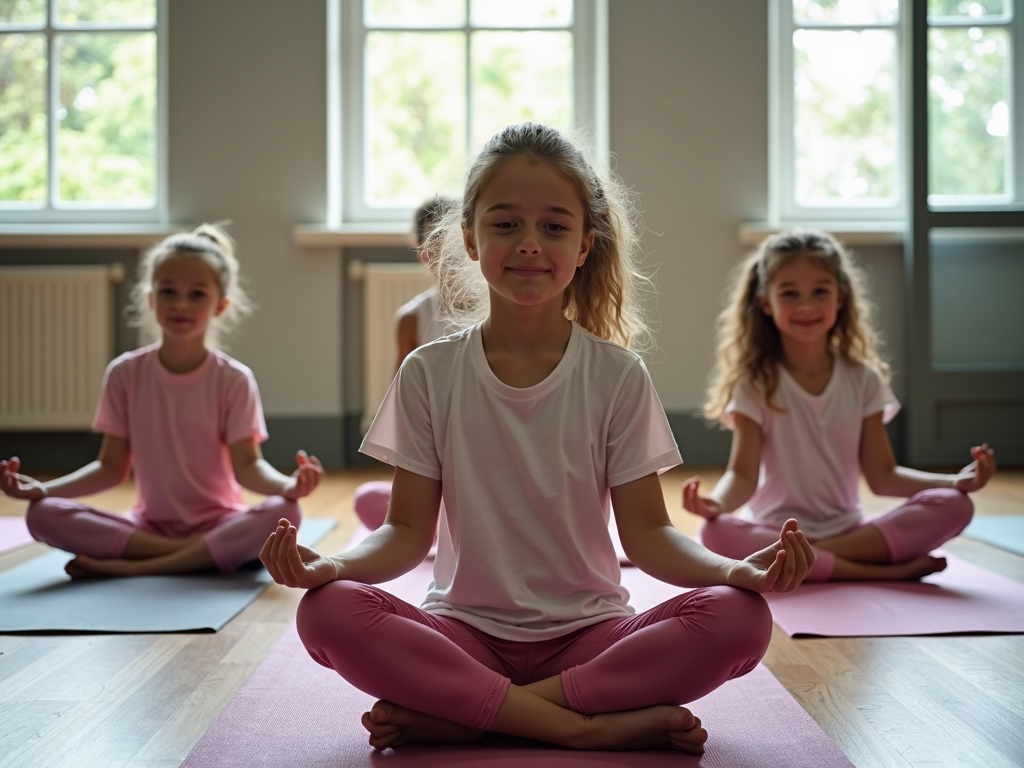 Çanakkale’deki spor tesisinde yoga dersi alan genç kızlar.
