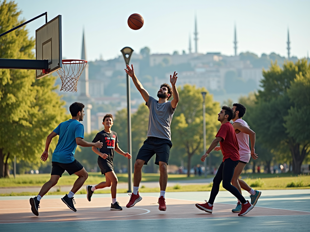 Çanakkale'de basketbol oynayan arkadaşlar