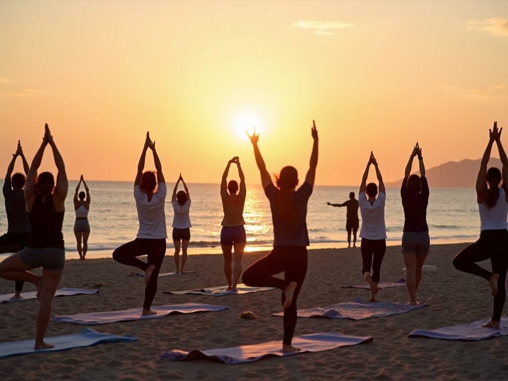 Çanakkale'de sahilde yoga yapan insanlar